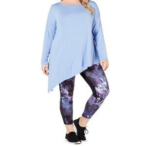 Ideology Womens Activewear Plus Size Asymmetrical Long Sleeves Top 2X